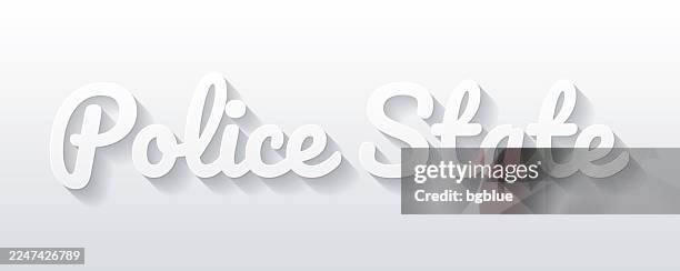 stockillustraties, clipart, cartoons en iconen met police state - flat design with paper cut effect on blank background - politieverklaring