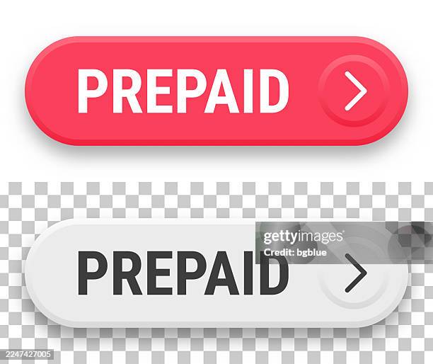 prepaid - 3d click web buttons on blank background - down payment stock illustrations