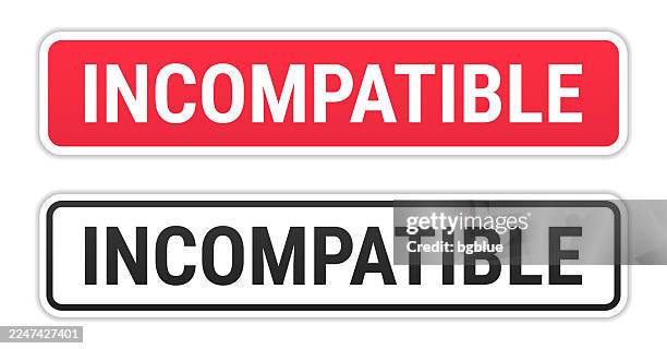incompatible - red and black labels on white background - multiple roads stock illustrations