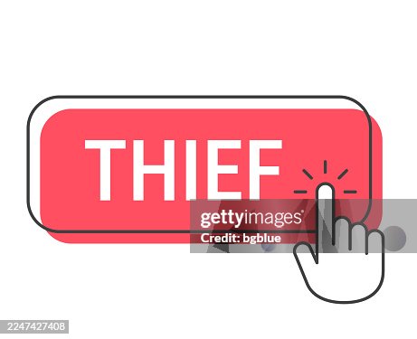 Thief - Click button with hand cursor on white background Thief - Click button with hand cursor on white background
