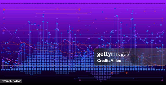 Abstract Data Visualization With Purple Gradient, Dots, And Lines In A Digital Graph Abstract Data Visualization With Purple Gradient, Dots, And Lines In A Digital Graph