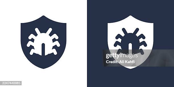 protect bug glyph solid icon. solid icon that can be applied anywhere, simple, pixel perfect and modern style. - ransomware stock illustrations