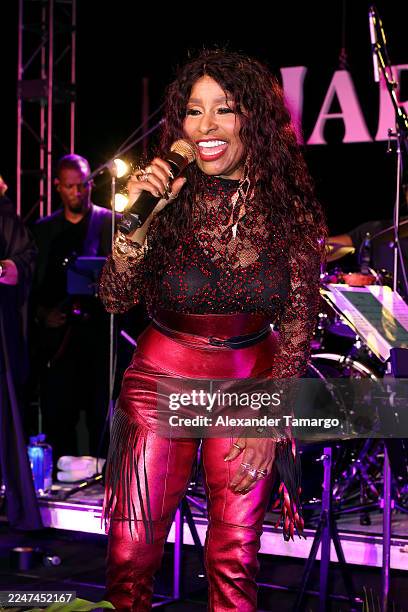 Chaka Khan performs at HarbourView Equity Partners' First Annual General Meeting + CREATE Summit in Miami Beach, hosted by CEO Sherrese Clarke at The...