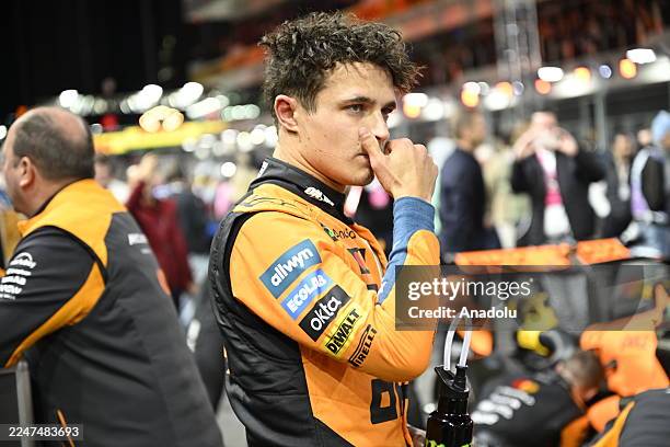 Lando Norris of McLaren Formula 1 Team is seen at Pre-Race Show during race night at the Formula 1 Grand Prix 2025 of Las Vegas at Las Vegas Strip...