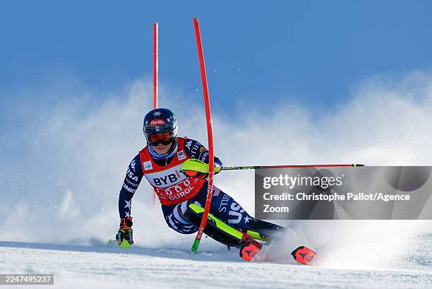Mikaela Shiffrin of Team United States in action during the Audi FIS Alpine Ski World Cup Women's Slalom on November 23, 2025 in Gurgl, Austria.