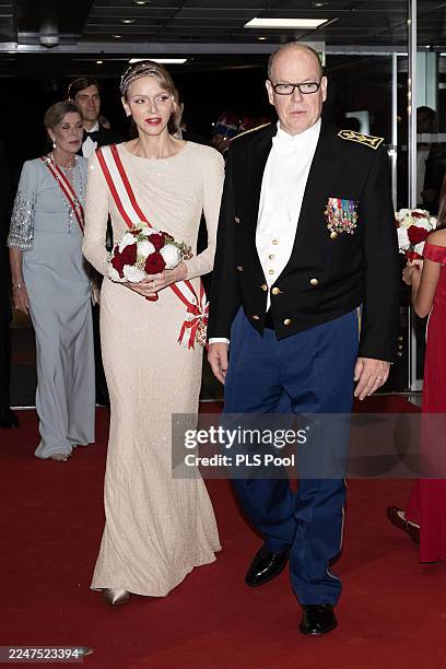 Princess Charlene of Monaco and Prince Albert II of Monaco attend the Monaco National Day 2025 on November 19, 2025 in Monaco, Monaco.