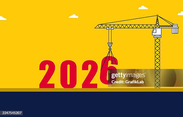 2026 construction crane building new year future growth - responsive site design stock illustrations