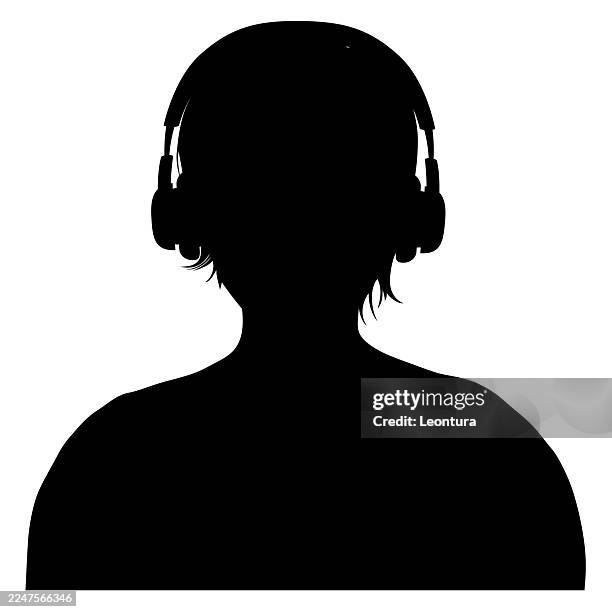 listening to music silhouette - wireless headphones white background stock illustrations