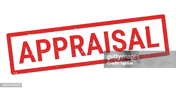 appraisal - red rubber stamp on white background - looking over edge stock illustrations