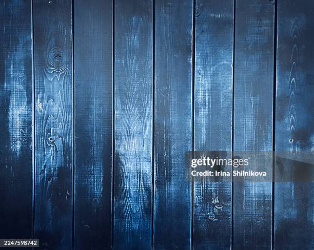 texture of wooden boards painted dark blue with scuffs