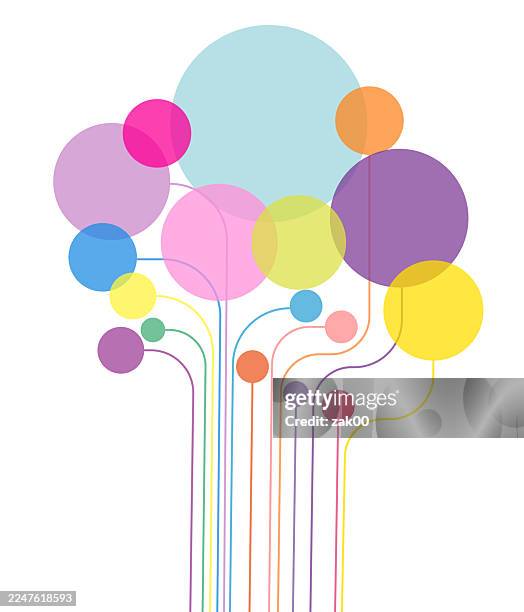 set of colored circles and lines form the shape of an abstract tree. concept network - mental illness infographic stock illustrations