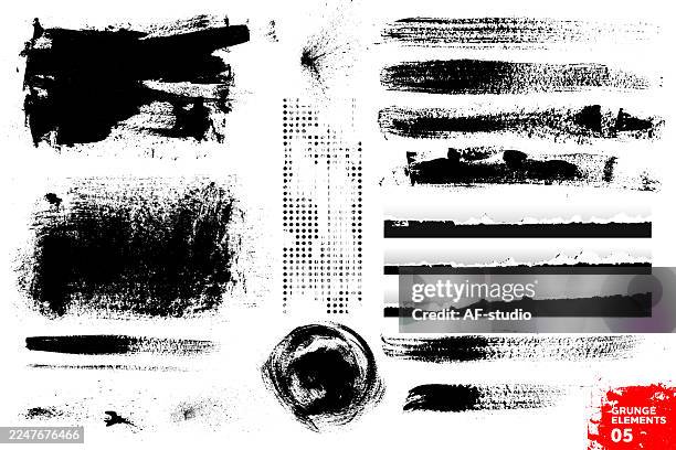 bildbanksillustrationer, clip art samt tecknat material och ikoner med vector black ink grunge texture, halftone, and brush strokes - set 05 - på gränsen