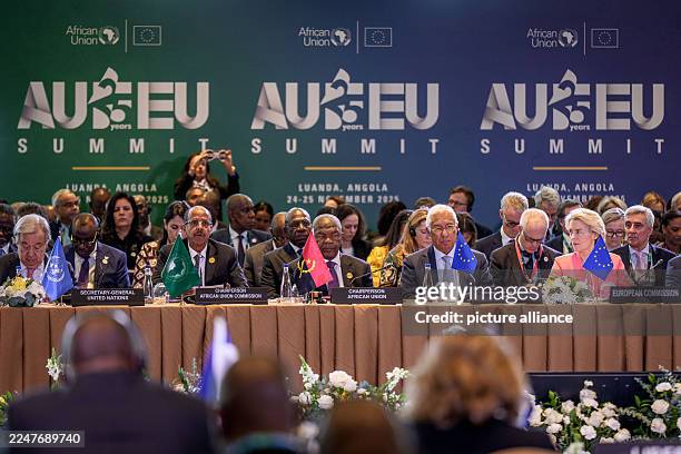 November 2025, Angola, Luanda: Ursula von der Leyen , President of the European Commission, António Costa, President of the European Council, João...