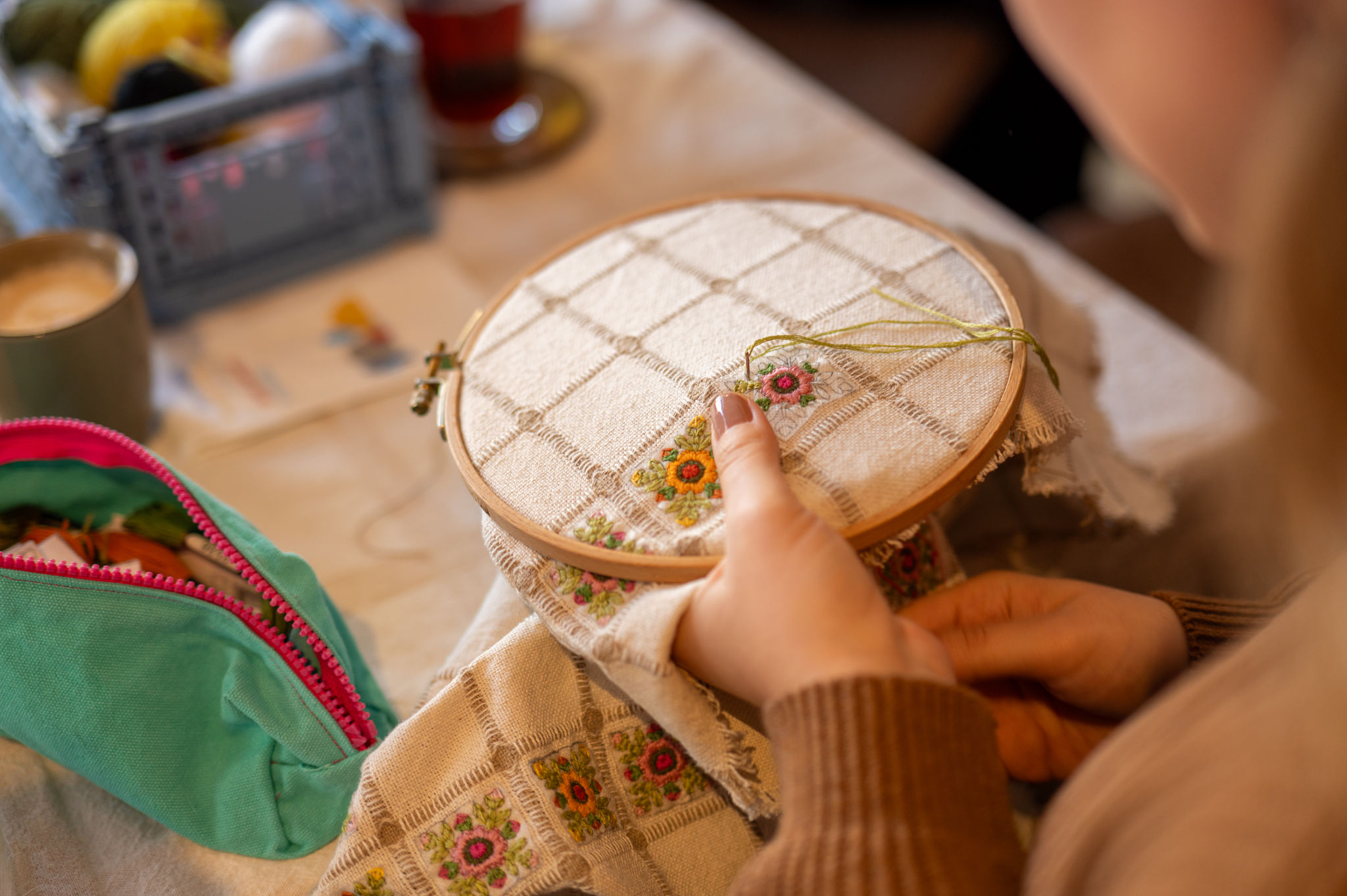 live embroidery event