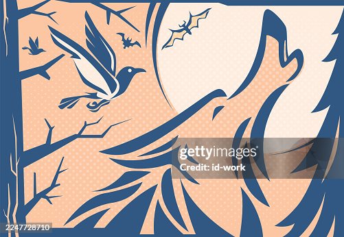 Wolf howling under moon Wolf howling under moon