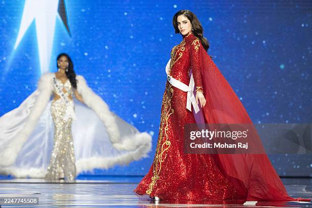 Top 12 delegate Miss Universe Mexico, Fátima Bosch in their evening gown during 74th Miss Universe final competition at Impact Challenger Hall on...