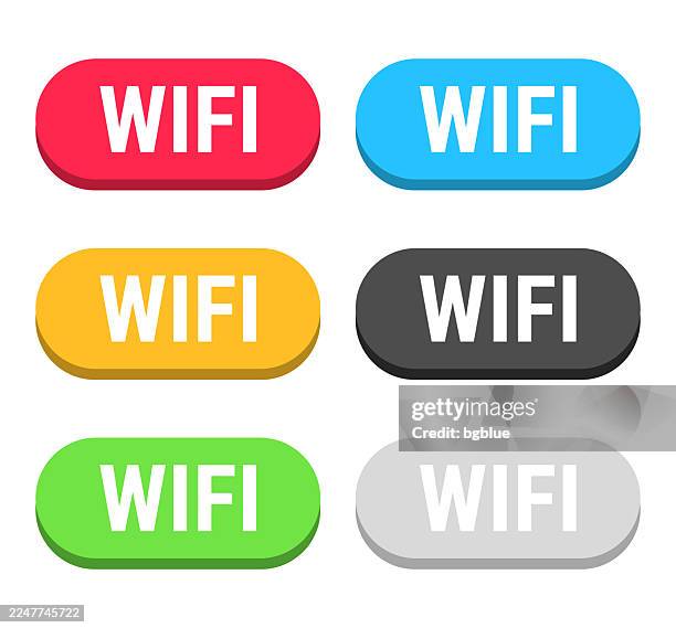 wifi - colorful 3d click web buttons on blank background - switch button stock illustrations