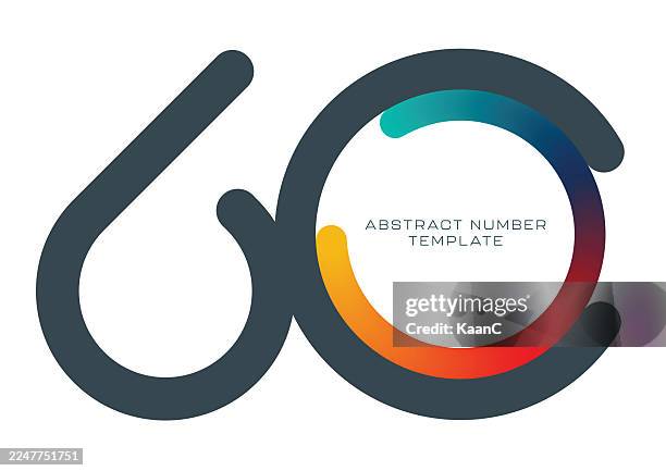 kreative 60-zahlen-logo-vorlage mit dynamischen farbverläufen - zahl 60 stock-grafiken, -clipart, -cartoons und -symbole