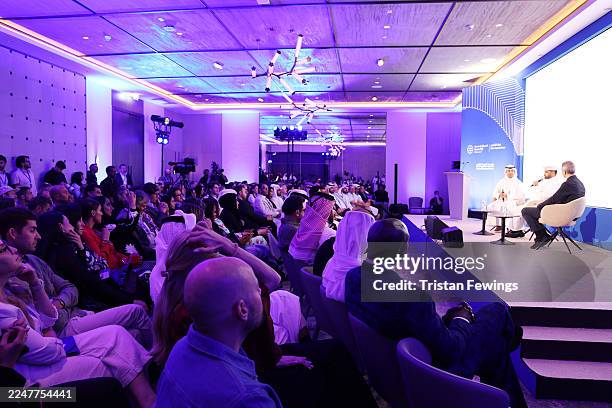 Hassan Al Thawadi and Tom Quinn speak at the Industry Days session 1 during the Doha Film Festival 2025 on November 21, 2025 in Doha, Qatar.
