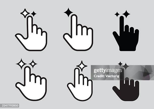 ai interaction hand icons - browsing virtual world stock illustrations