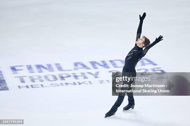 Matteo Rizzo of Italy competes in the Men's Short Program during Finlandia Trophy the ISU Grand Prix of Figure Skating at Helsinki Ice Hall on...