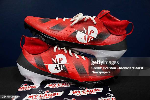 Houston Texans safety Calen Bullock's cleats, designed for National Police Accountability Project, are shown as the Texans My Cause My Cleats...