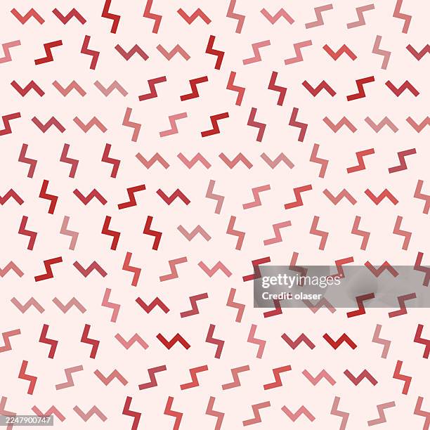 a playful pattern featuring zigzag lines in varying shades of red against a soft pink background. the design conveys a dynamic and energetic feel, perfect for modern aesthetics. - view from below stock illustrations