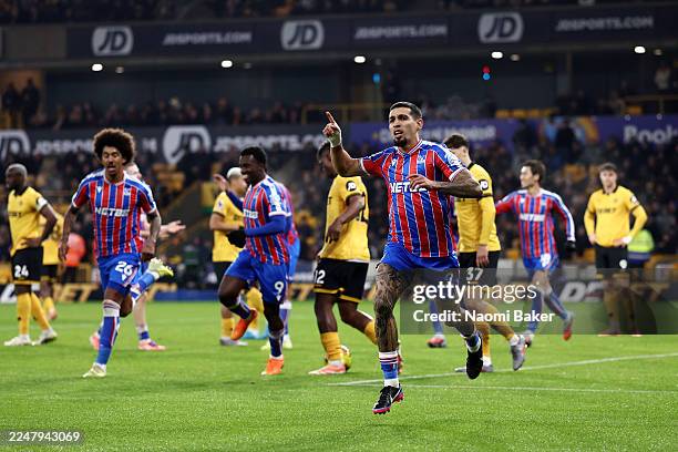 Daniel Munoz of Crystal Palace celebrates scoring his team's first goal during the Premier League match between Wolverhampton Wanderers and Crystal...