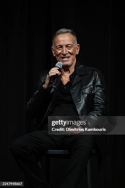 Bruce Springsteen speaks onstage at MoMA's "Springsteen: Deliver Me From Nowhere" The Contenders Screening at Museum of Modern Art on November 21,...