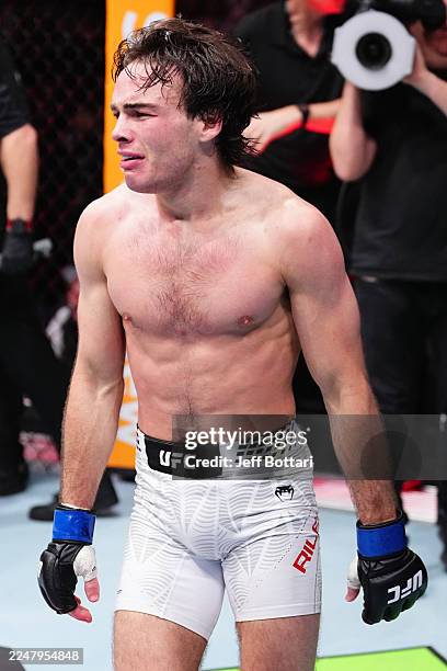 Luke Rilley Luke Riley of England reacts after a TKO victory against Bogdan Grad ...