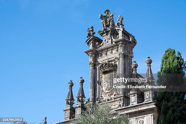 baroque architectural details of the monastery of san martín pinario founded in the 10th century, santiago de compostela, spain - st-martin-of-tours-catholic-church stock pictures, royalty-free photos & images