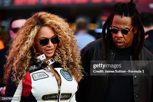 Beyonce and Jay-Z in the Paddock prior to the F1 Grand Prix of Las Vegas at Las Vegas Strip Circuit on November 22, 2025 in Las Vegas, Nevada.