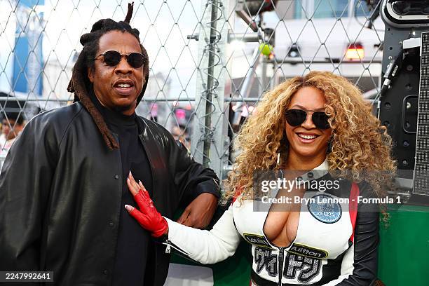 Jay-Z and Beyonce on the Pirelli hot laps grid prior to the F1 Grand Prix of Las Vegas at Las Vegas Strip Circuit on November 22, 2025 in Las Vegas,...