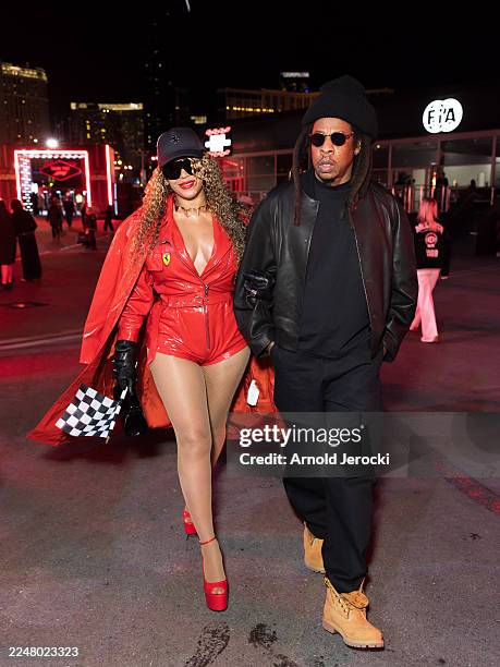 Beyoncé and Jay-Z during the F1 Grand Prix of Las Vegas at Las Vegas Strip Circuit on November 22, 2025 in Las Vegas, Nevada.
