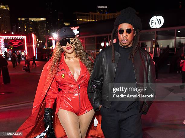 Beyoncé and Jay-Z during the F1 Grand Prix of Las Vegas at Las Vegas Strip Circuit on November 22, 2025 in Las Vegas, Nevada.