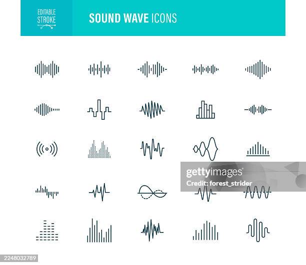 ilustrações de stock, clip art, desenhos animados e ícones de sound wave icon set editable stroke - frequência