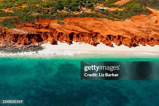 Aerial View of Red Cliffs and Turquoise Waters on Australia's North Western Coast Aerial View of Red Cliffs and Turquoise Waters on Australia's North Western Coast