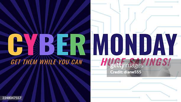 colorful cyber monday sale web banner - black friday cyber monday stock illustrations