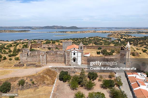 mourão castle. aerial view - castle fortress of almeida stock pictures, royalty-free photos & images