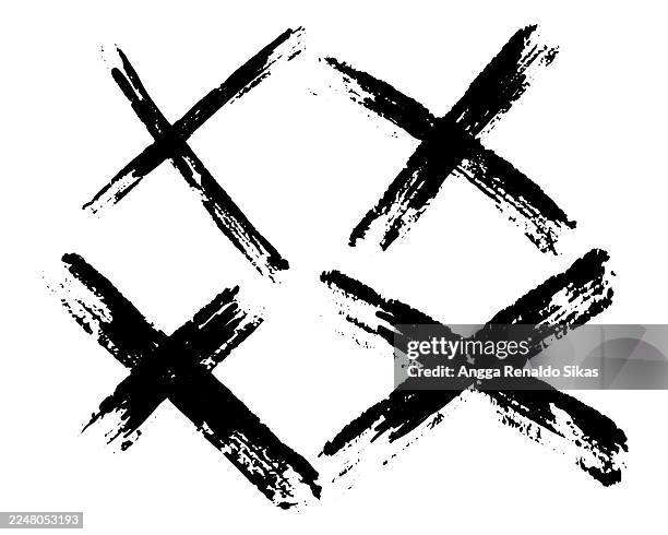 letter x or cross symbols in black and white paintbrush style - letter x stock illustrations