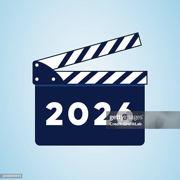 2026 movie clapperboard film production new beginning action - lab director stock illustrations