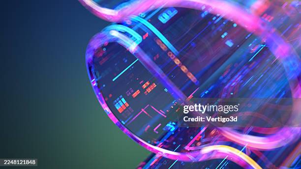 machine learning, ai and big data concept. digital wave background and program code. large language models (llm), agentic ai technology. - digitalt genererad bild bildbanksfoton och bilder