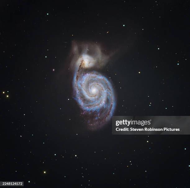 whirlpool galaxy viewed from earth - m51 galaxy stock pictures, royalty-free photos & images