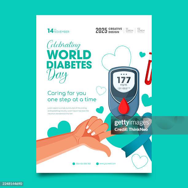 world diabetes day brochure - world diabetes day stock illustrations