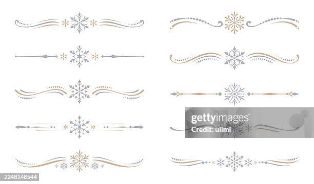 dividers with snowflakes - filigree pattern stock illustrations