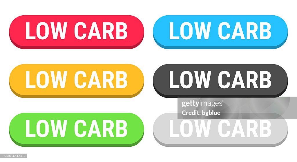 Low Carb - Colorful 3D click web buttons on blank background
