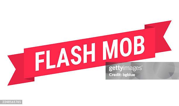 flash mob - red banner on white background - mobilization for global justice stock illustrations