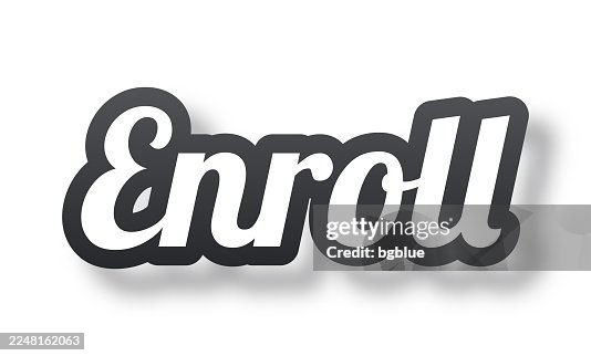 Enroll - 3D Text with shadow on white background Enroll - 3D Text with shadow on white background