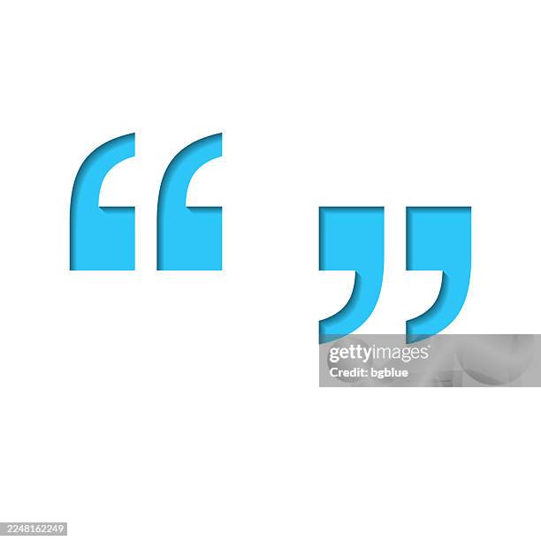 quotation marks. icon cut out on white paper with blue background - comma stock illustrations