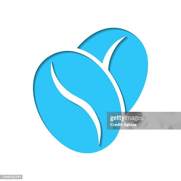 coffee beans. icon cut out on white paper with blue background - coffee stencil stock illustrations